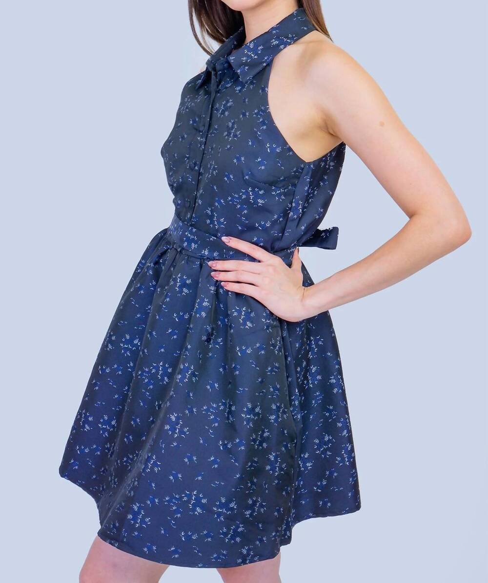 NEW BRIGHT floral halter dress in navy